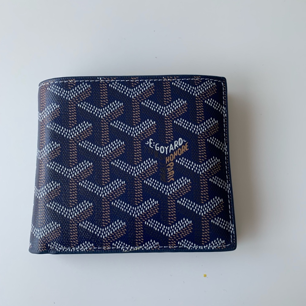 GOYARD bi-fold wallet, blue exterior/yellow interior